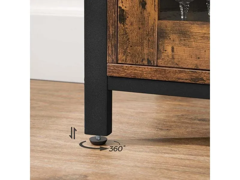 VASAGLE Sideboard mit 3 Türen 110 x 75 cm, Braun/Schwarz