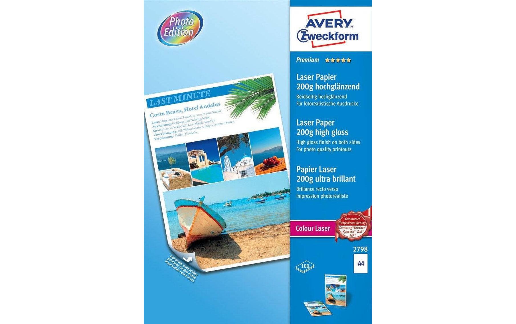 Avery Zweckform Fotopapier Colour Laser A4 200 g/m² 100 Stück Avery Zweckform Fotopapier Colour Laser A4 200 g/m² 100 Stück