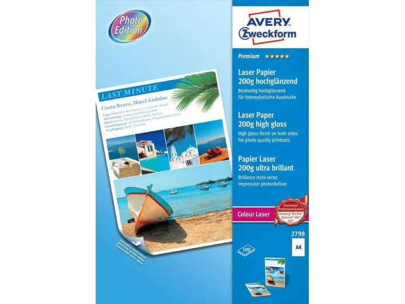 Avery Zweckform Fotopapier Colour Laser A4 200 g/m² 100 Stück