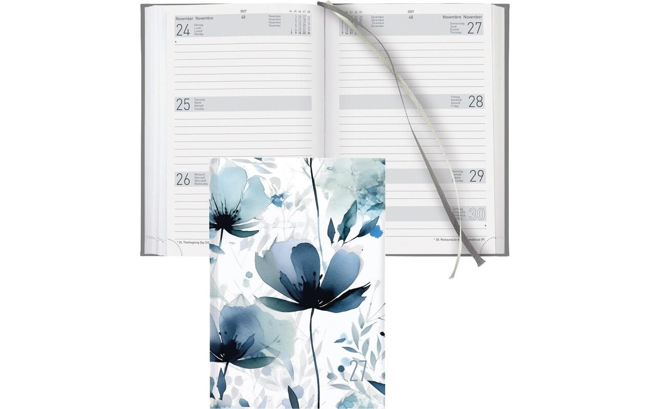 Biella Geschäftsagenda Dispo Term Trend Blume, 2027, Blau/Weiss