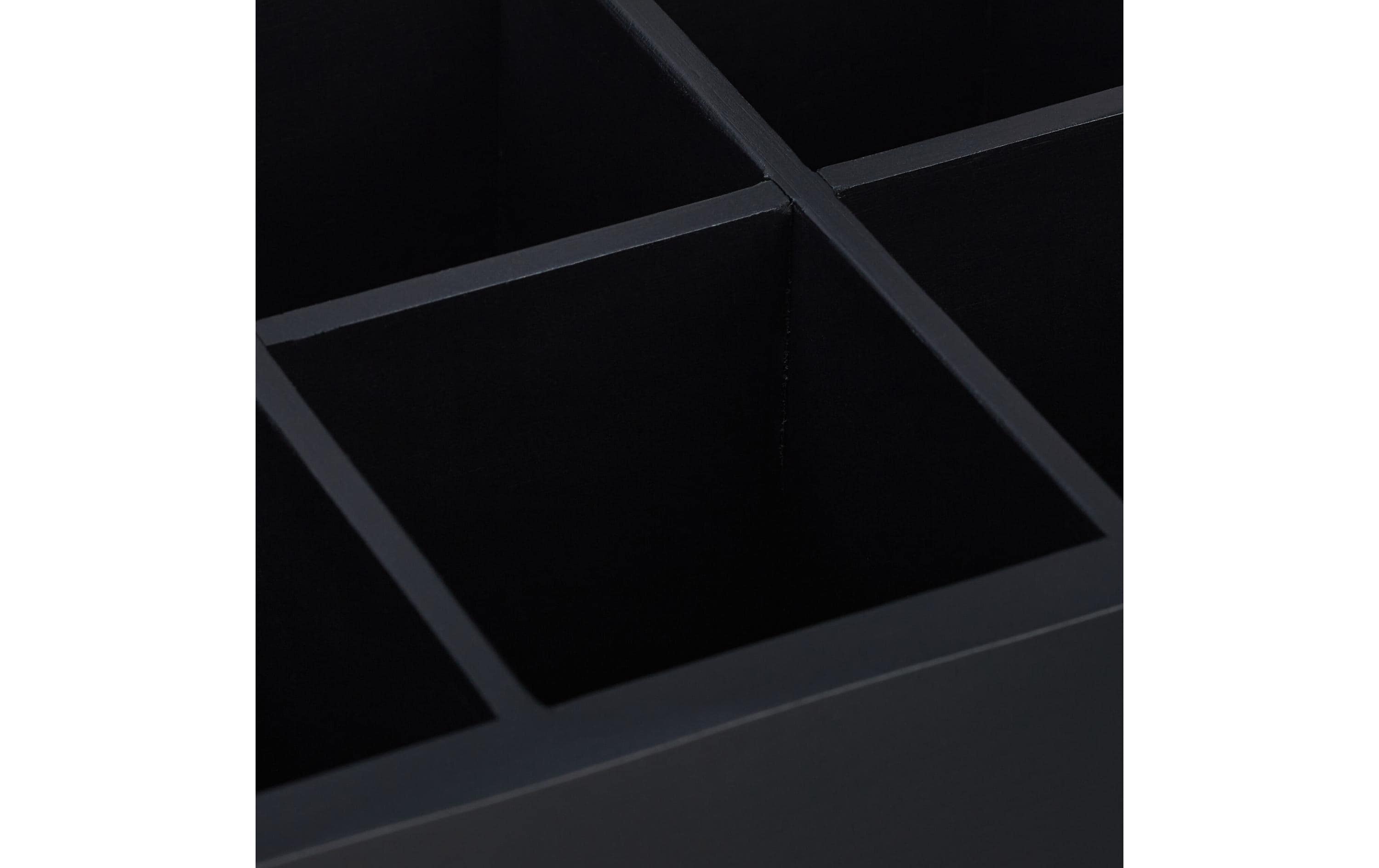 relaxdays Teebeutel-Box 6 Fächer, Schwarz/Transparent