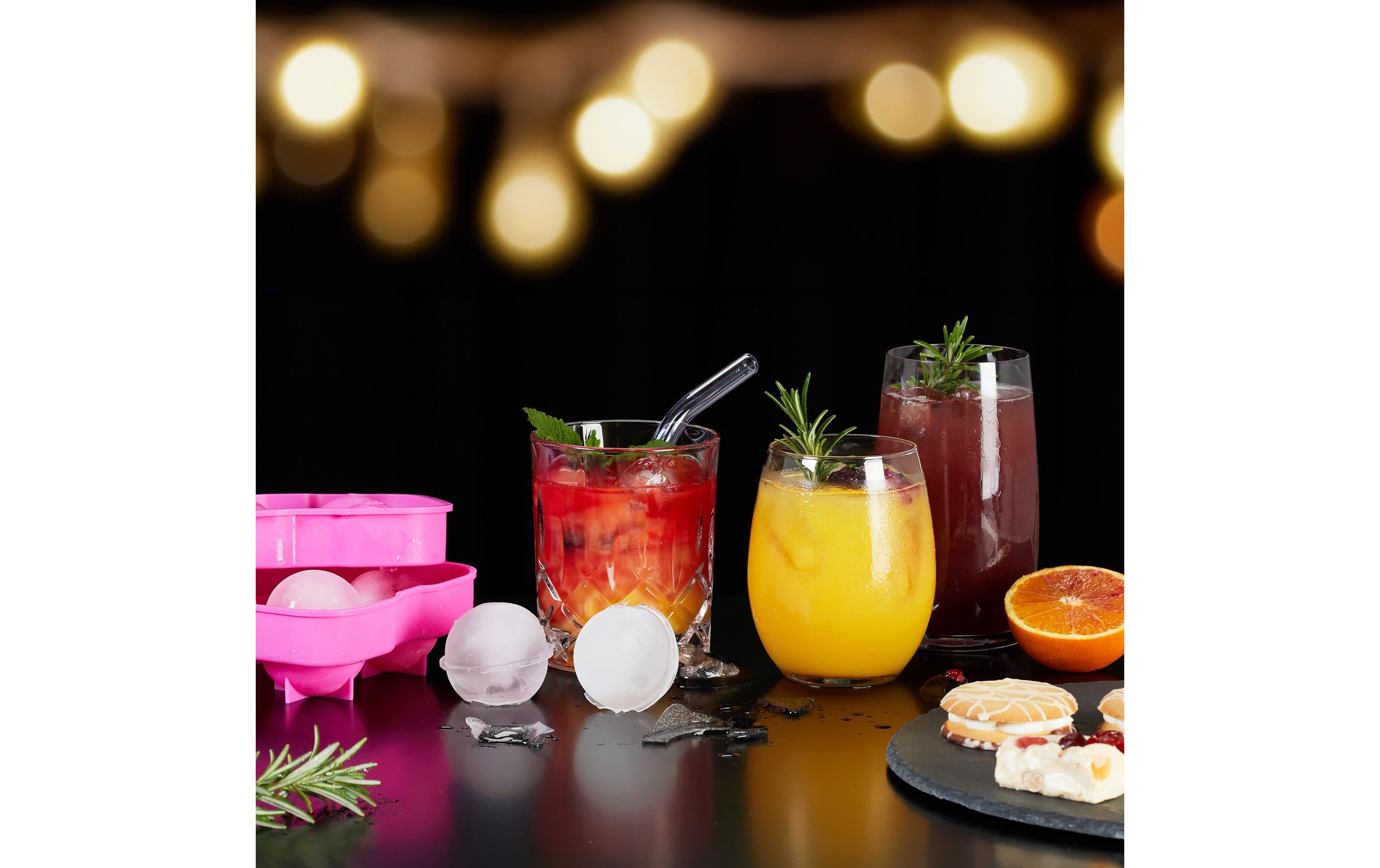 relaxdays Eiswürfelform Kugel 2 Stück, Pink