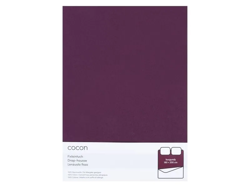 COCON Fixleintuch Jersey 180-200 x 200 cm, Burgunder