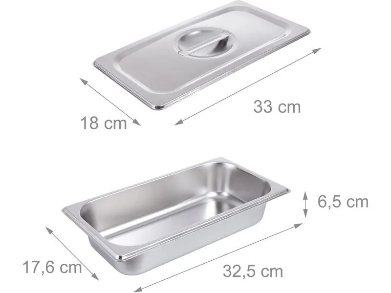 relaxdays Gastronorm-Behälter 6.5 x 32.5 x 17.6 cm, Silber