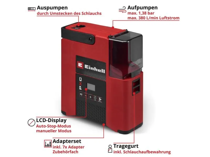 Einhell Akku-Kompressor SUPPERO 18/380 Akku 18 V 1.38 bar 380 l/min