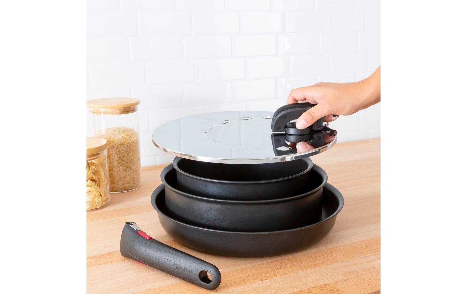 Tefal Multideckel Ingenio 20 cm/28 cm, Schwarz/Silber