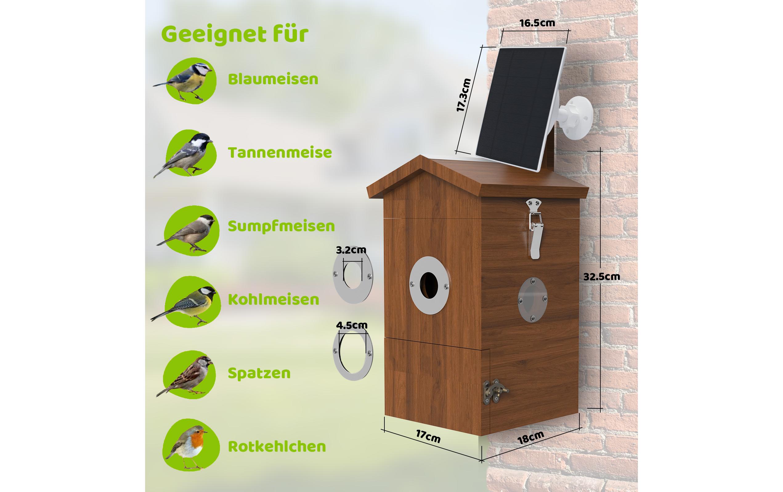Sanilu Vogel Nistkasten mit Kamera und Solarpanel Sanilu Vogel Nistkasten mit Kamera und Solarpanel