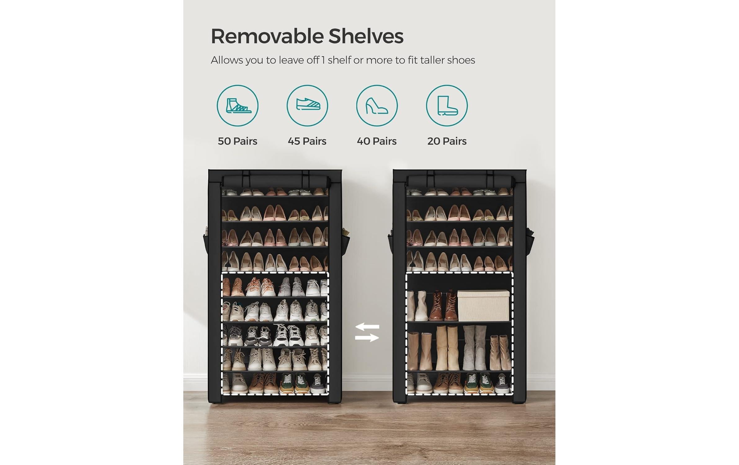 Songmics Schuhregal 85 x 28 x 162 cm, Schwarz