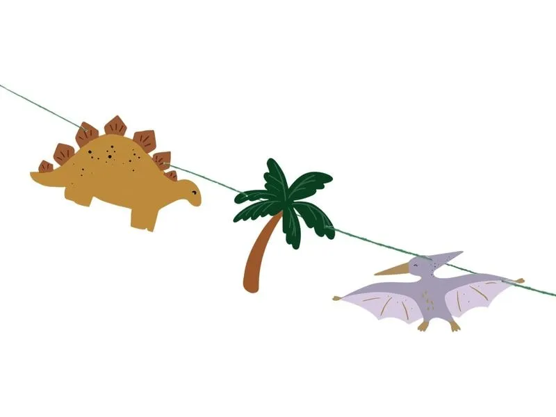 Partydeco Girlande Happy Birthday Dino 3 m, Mehrfarbig
