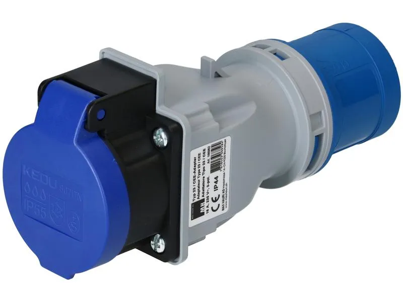 maxCAMP Adapterstecker CEE16/3 - T23, Blau/Grau