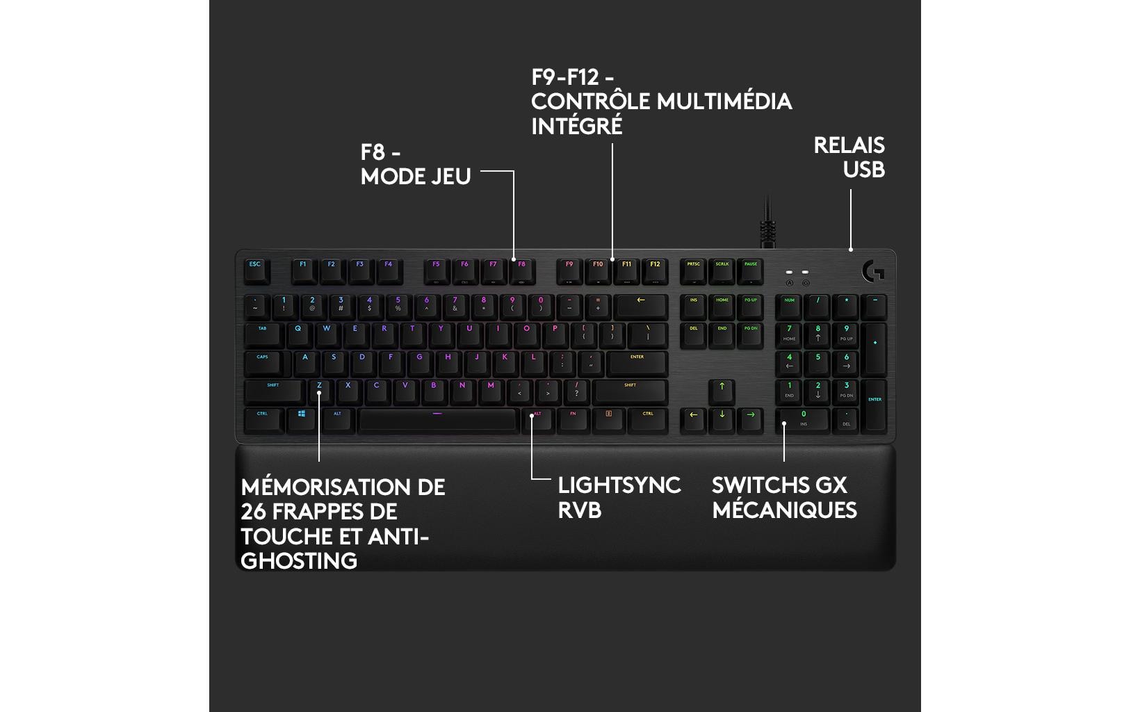 Logitech Gaming-Tastatur G513 GX Brown Carbon