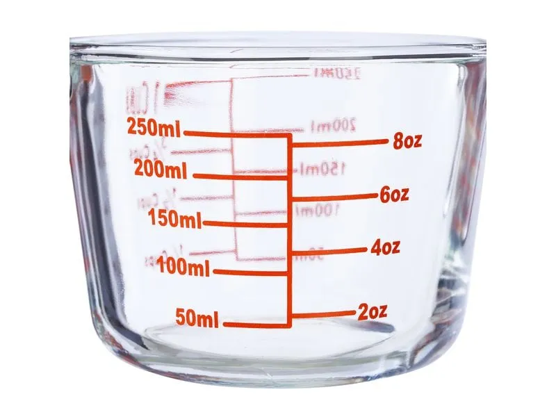 relaxdays Messbecher 250 ml, Rot/Transparent