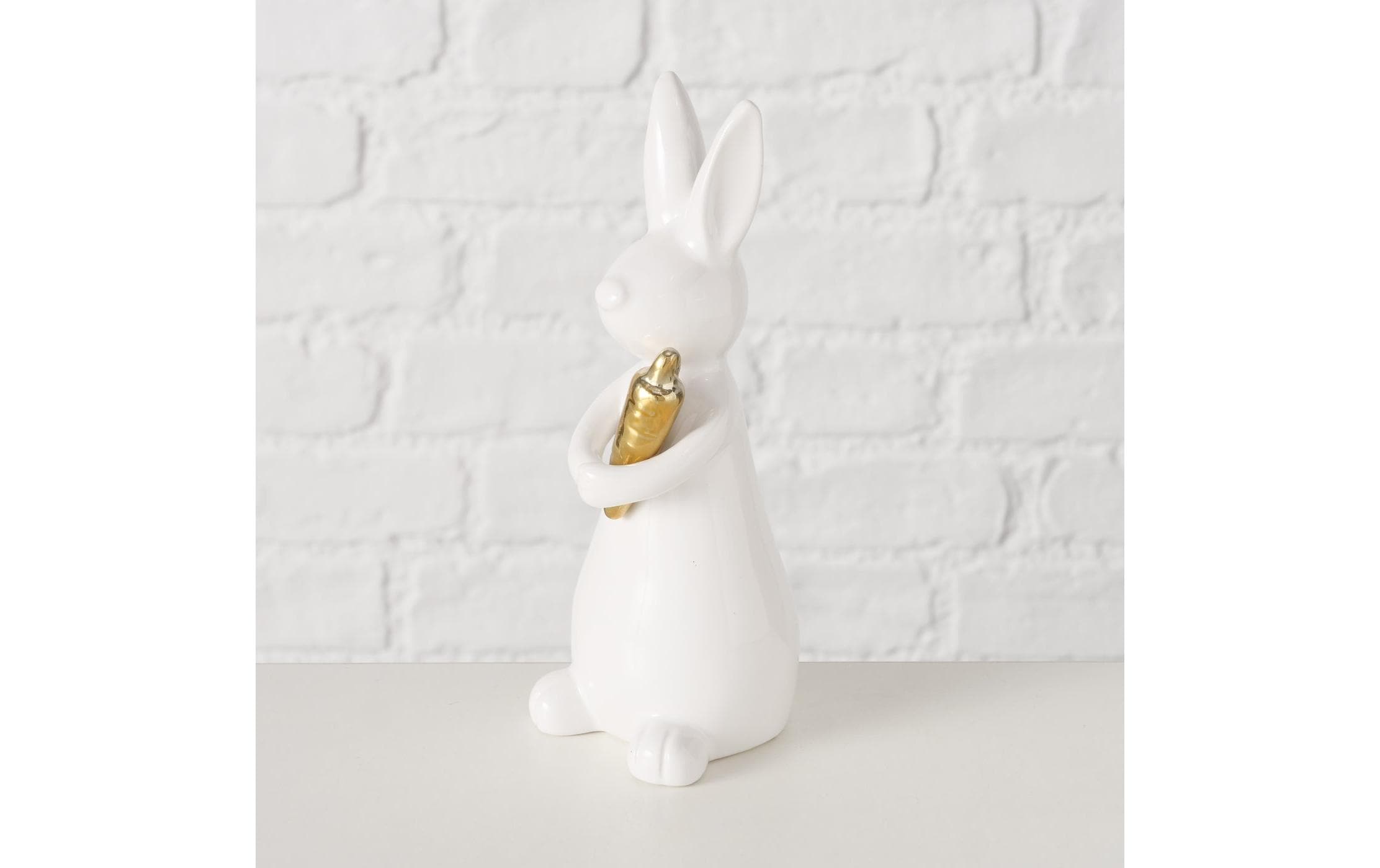Boltze Aufsteller Hase Hopsi 17 cm, Keramik, Weiss