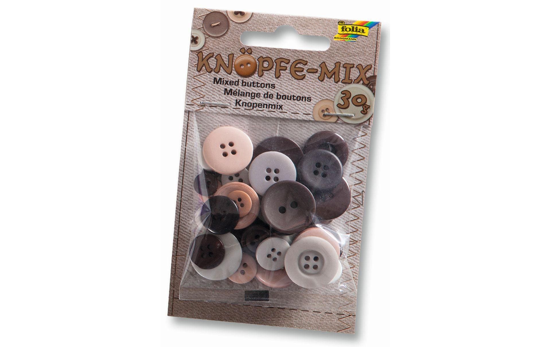 Folia Knöpfe-Mix Ton in Ton, Braun