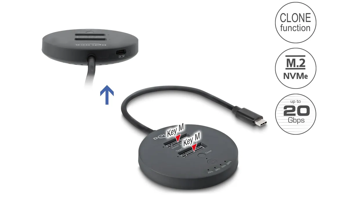Delock M.2 Dockingstation USB 20 Gbps, 2x NVMe PCIe SSD Delock M.2 Dockingstation USB 20 Gbps, 2x NVMe PCIe SSD