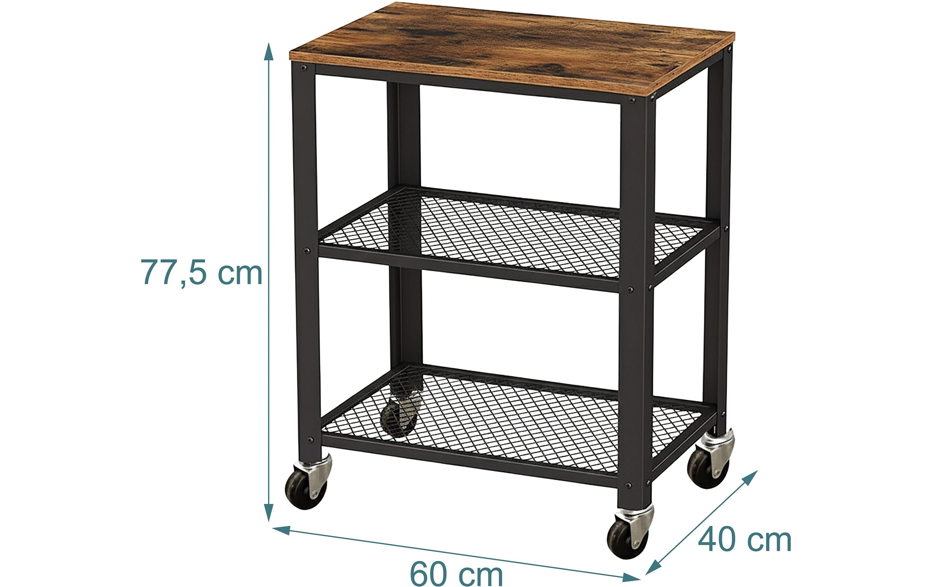 relaxdays Küchenwagen 77.5 x 60 cm Schwarz/Braun
