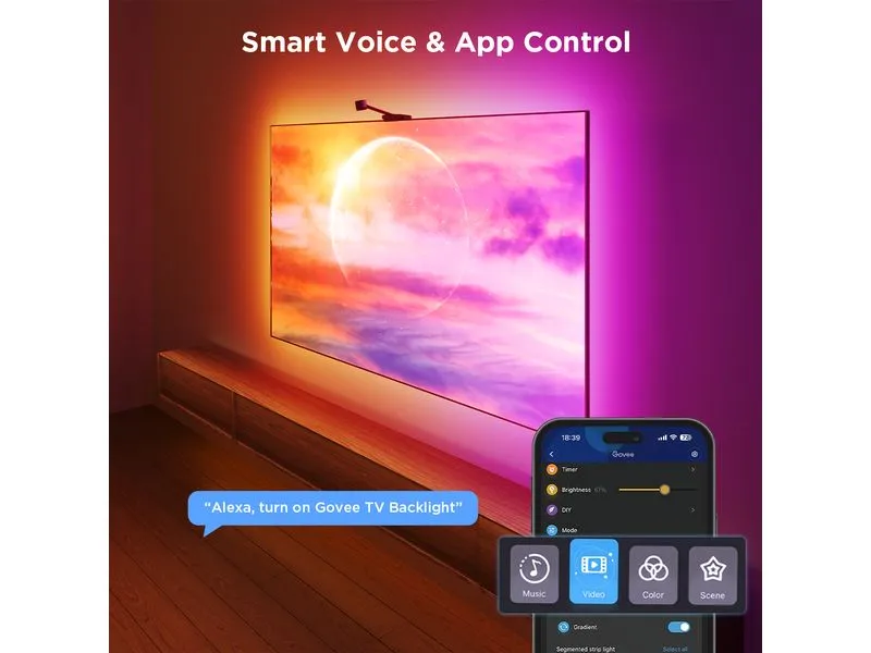 Govee Envisual TV Backlight 3S Netflix Version, RGBICW, 55-65