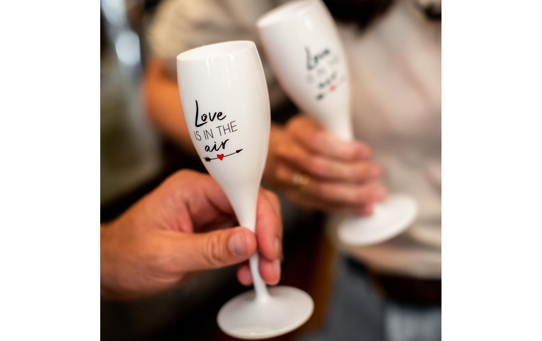 Koziol Sektglas Superglas Love is in the air 100 ml, 1 Stück, Weiss