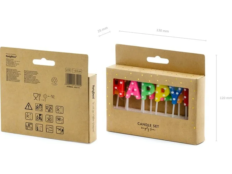 Partydeco Kerze Happy Birthday 2.5 cm, Mehrfarbig Partydeco Kerze Happy Birthday 2.5 cm, Mehrfarbig