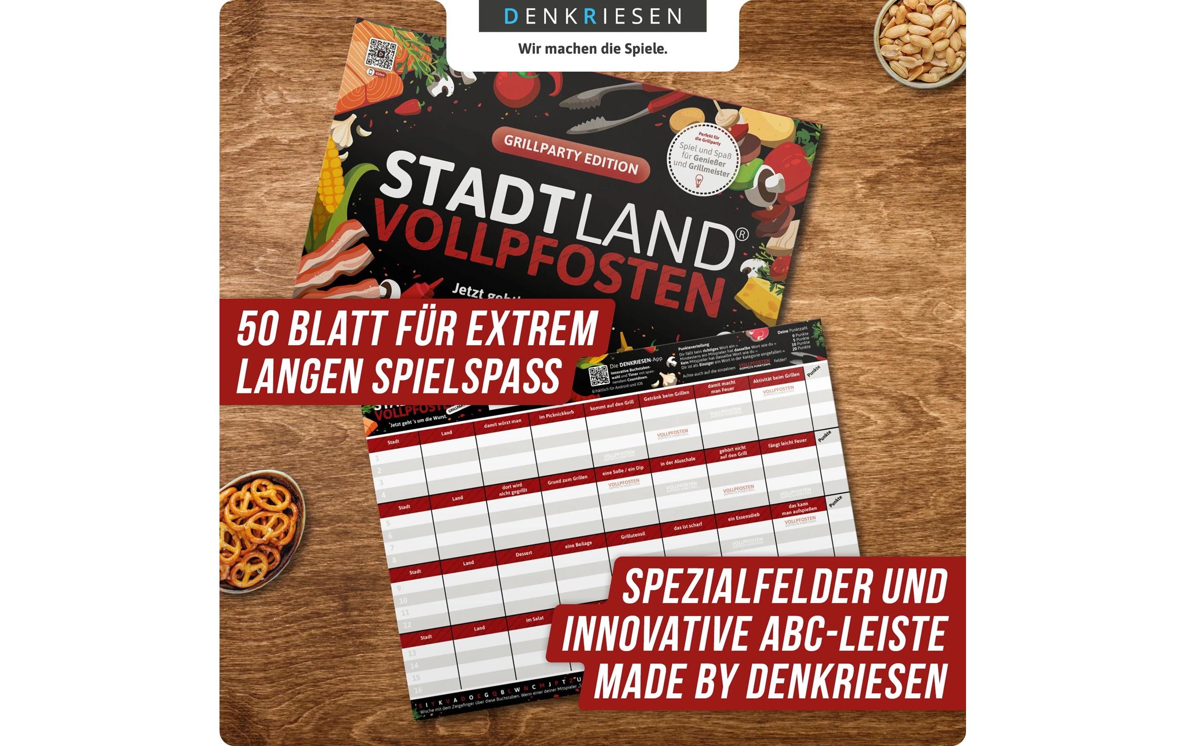 Denkriesen Stadt Land Vollpfosten A4 Block Grillparty Edition -DE-