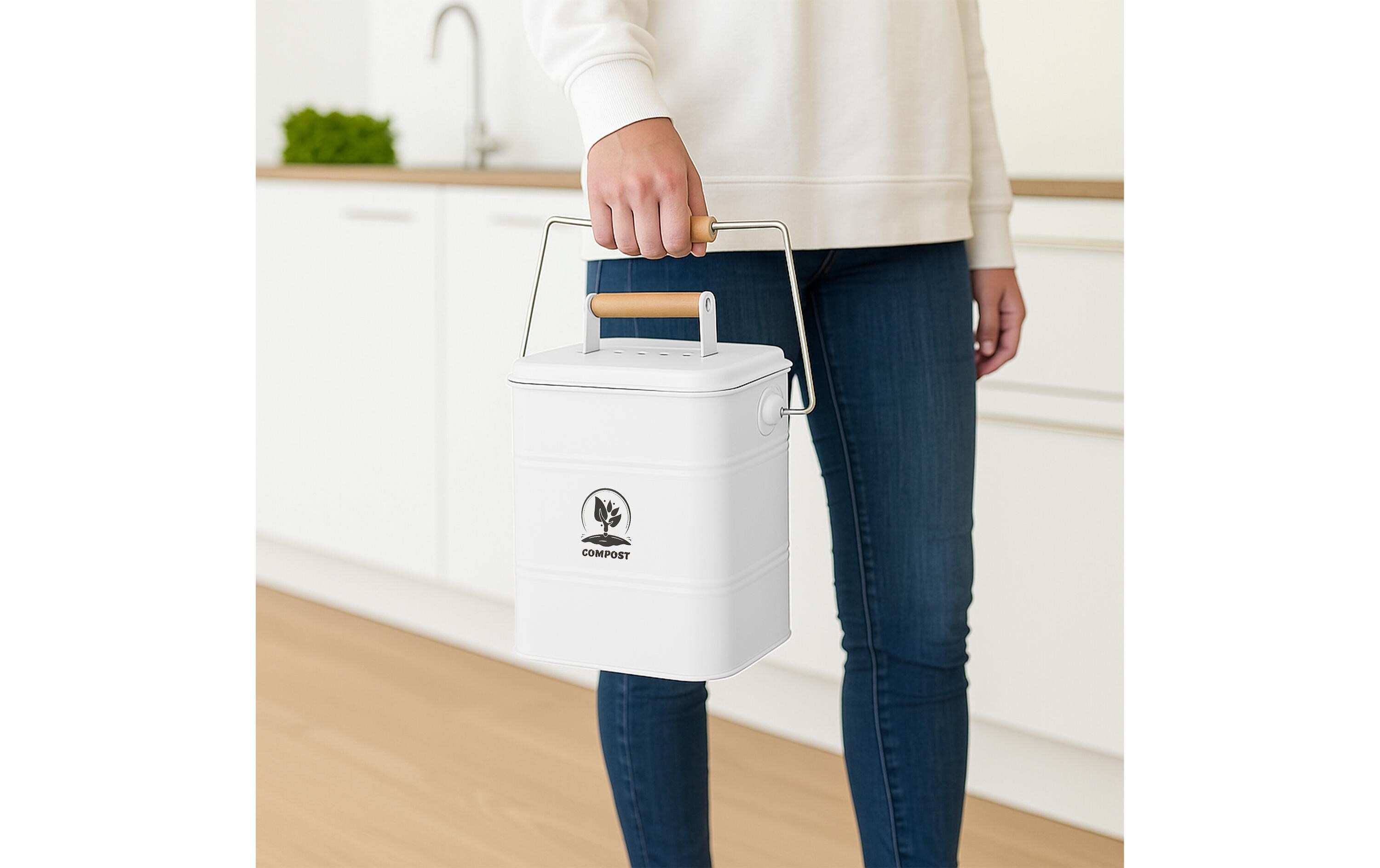 relaxdays Komposteimer 3.5 l, Hellbraun/Weiss