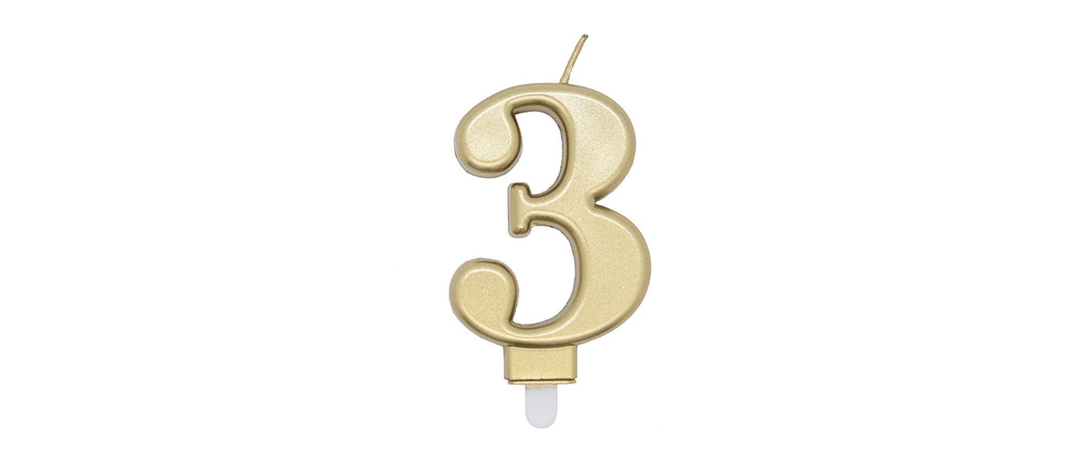 Amscan Zahlenkerze Nummer 3, 1 Stück