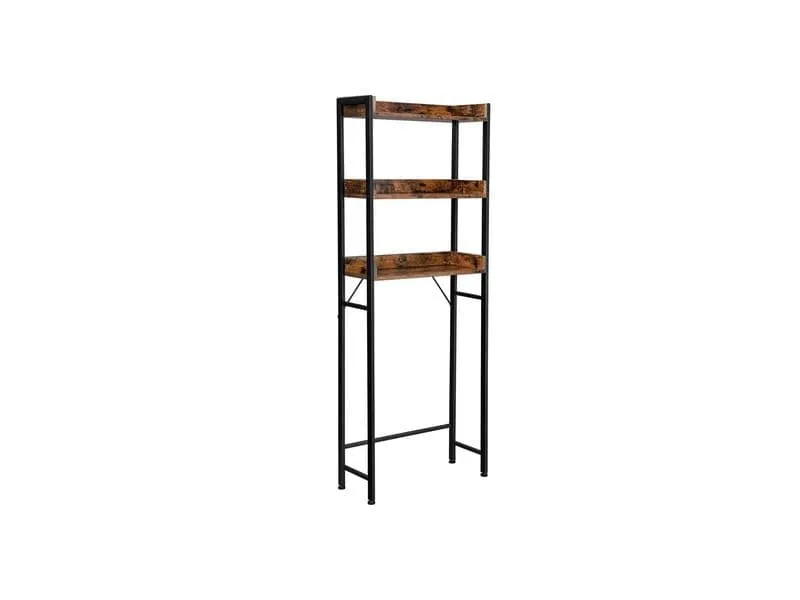 VASAGLE Badezimmerregal mit 3 Ablagen 63 x 165 cm, Braun/Schwarz VASAGLE Badezimmerregal mit 3 Ablagen 63 x 165 cm, Braun/Schwarz