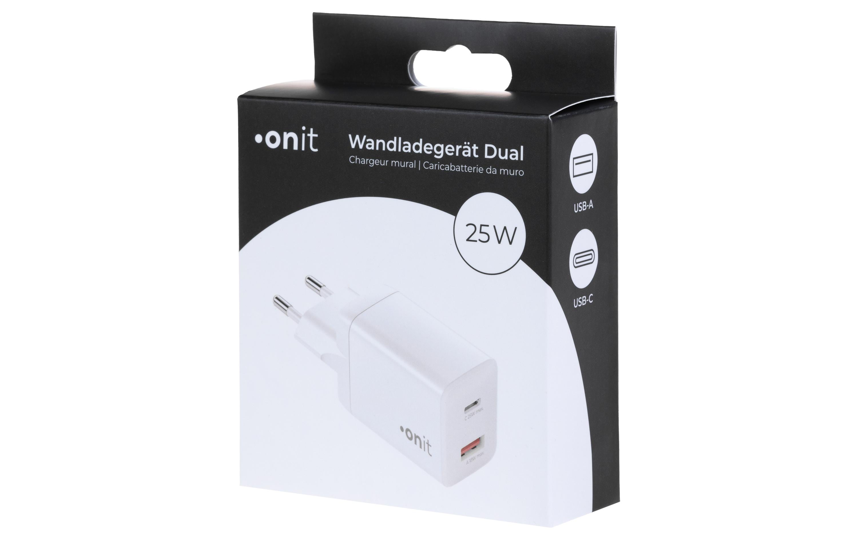 onit USB-Wandladegerät PD25W + QC3.0 Weiss