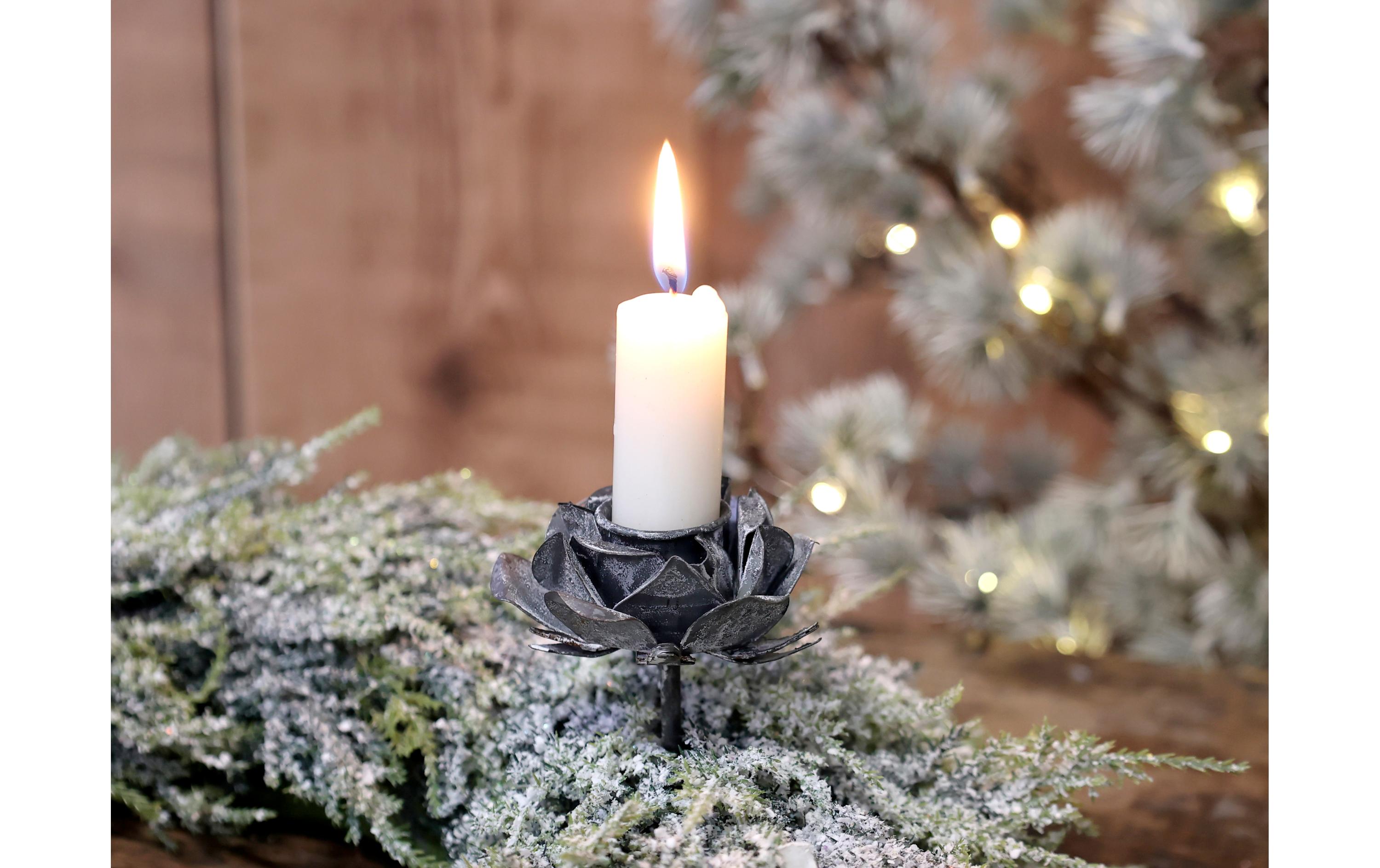 Chic Antique Adventskerzen Halter mit Spiess Ø 6 cm, Eisen, Schwarz