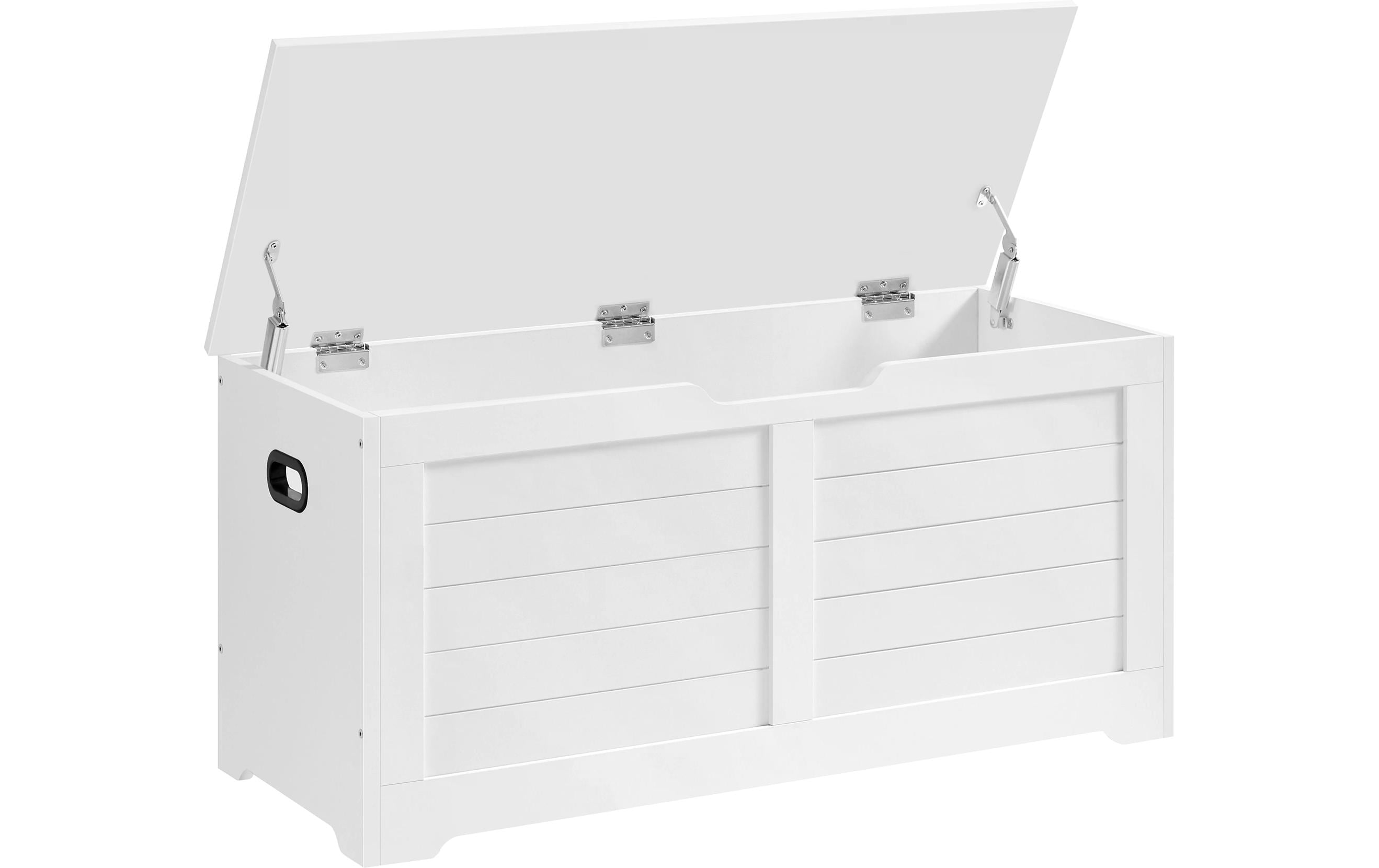 VASAGLE Sitztruhe im Landhausstil 100 x 40 x 46 cm, Weiss matt