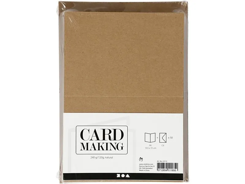 Creativ Company Blankokarte und Couvert 10.5 x 15 cm, 50 Stück, Braun