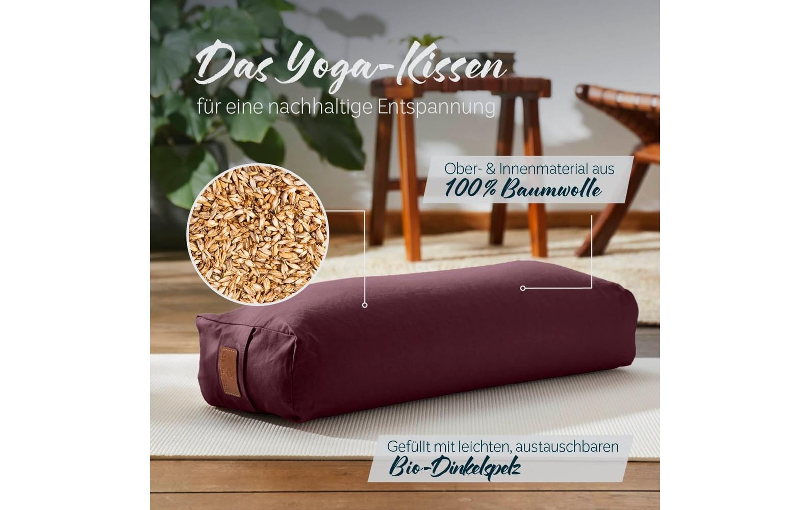 DoYourYoga Yoga-Bolster Paravati Bio-Dinkelspelz, Dunkelrot DoYourYoga Yoga-Bolster Paravati Bio-Dinkelspelz, Dunkelrot