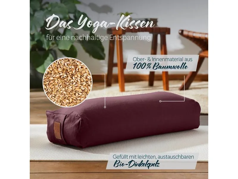 DoYourYoga Yoga-Bolster Paravati Bio-Dinkelspelz, Dunkelrot