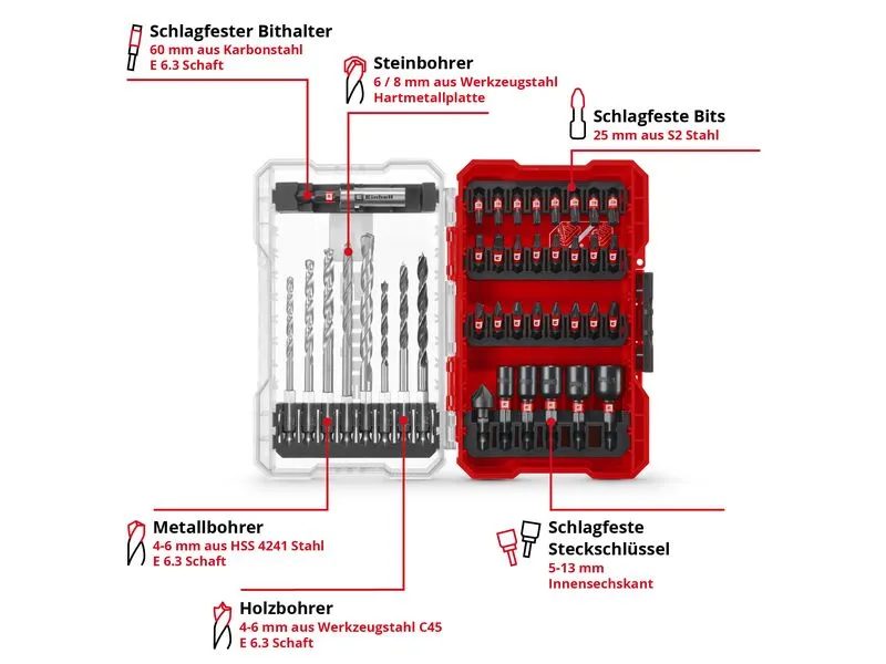 Einhell Bit-Set M-CASE Kassette Mix 39tlg LS Einhell Bit-Set M-CASE Kassette Mix 39tlg LS