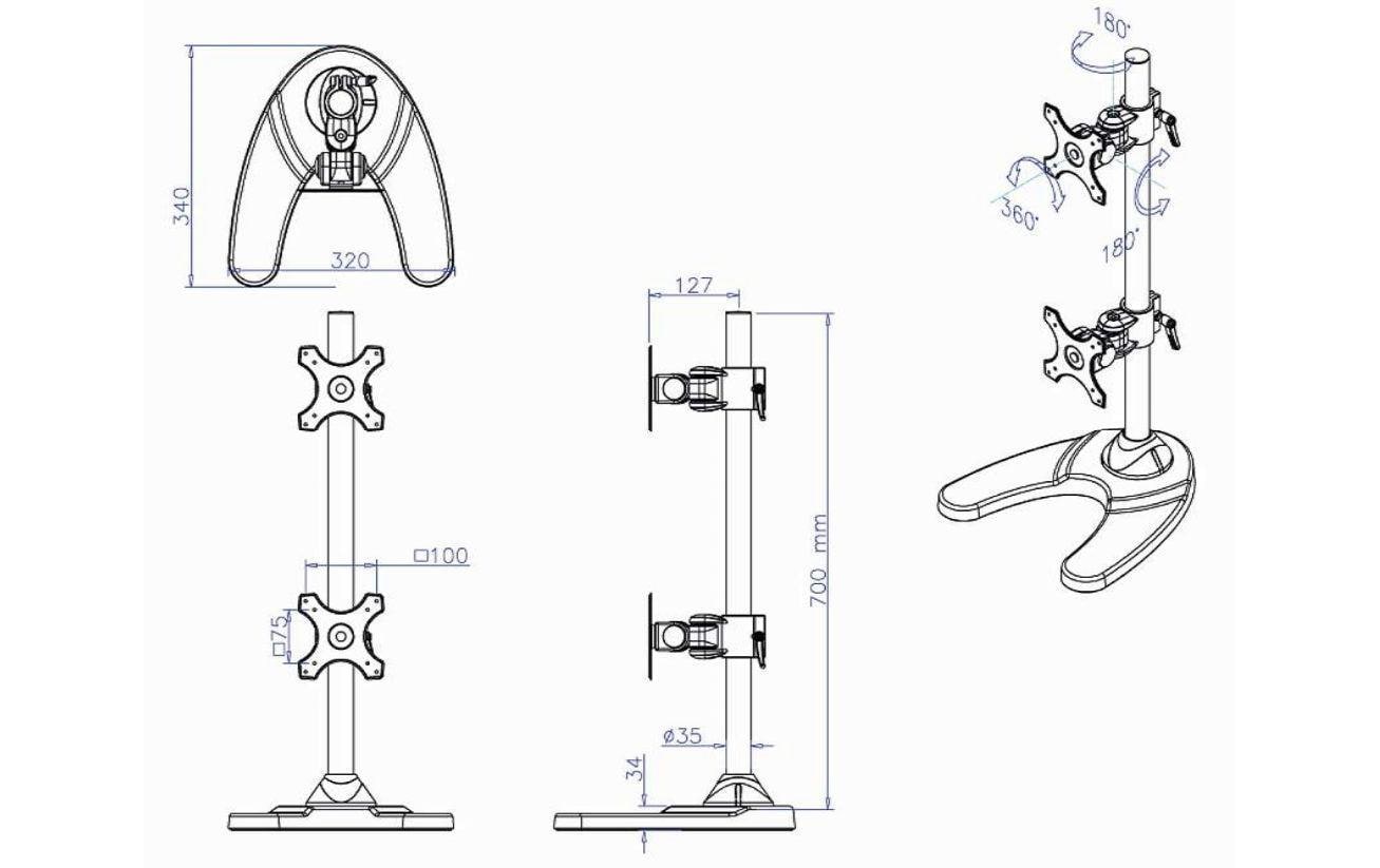 NEOMOUNTS Monitor-Standfuss FPMA-D700DDV Schwarz NEOMOUNTS Monitor-Standfuss FPMA-D700DDV Schwarz
