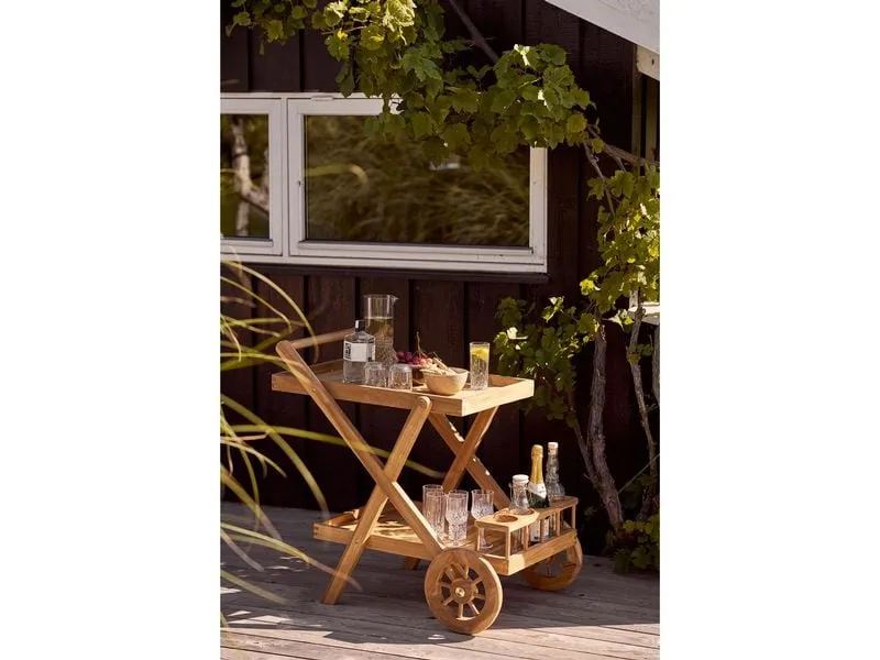 House Nordic Servierwagen Pasaku, 86 x 50 x 81 cm, Teakholz, Natur