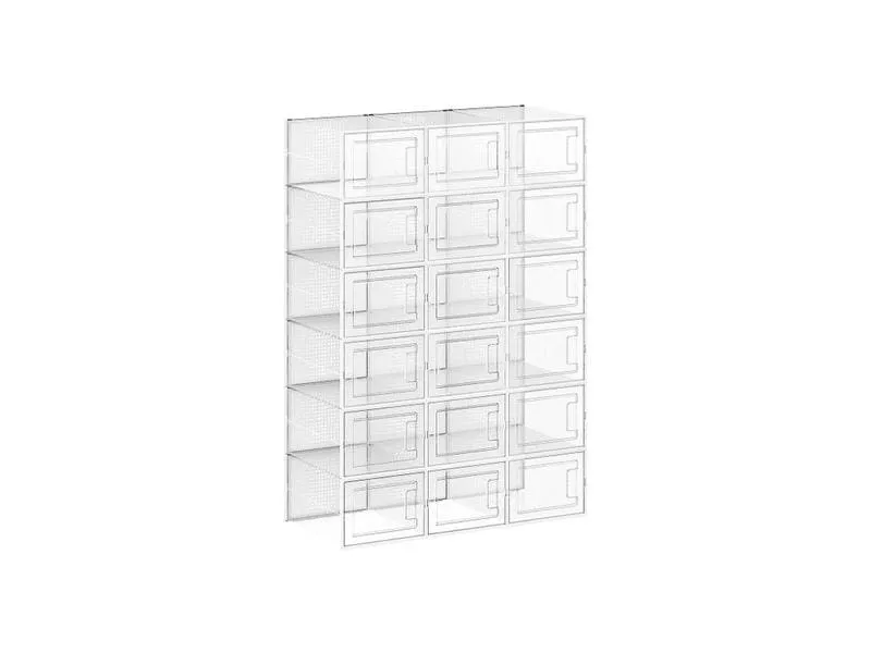 Songmics Schuhschrank Transparent/Weiss, 18er Set