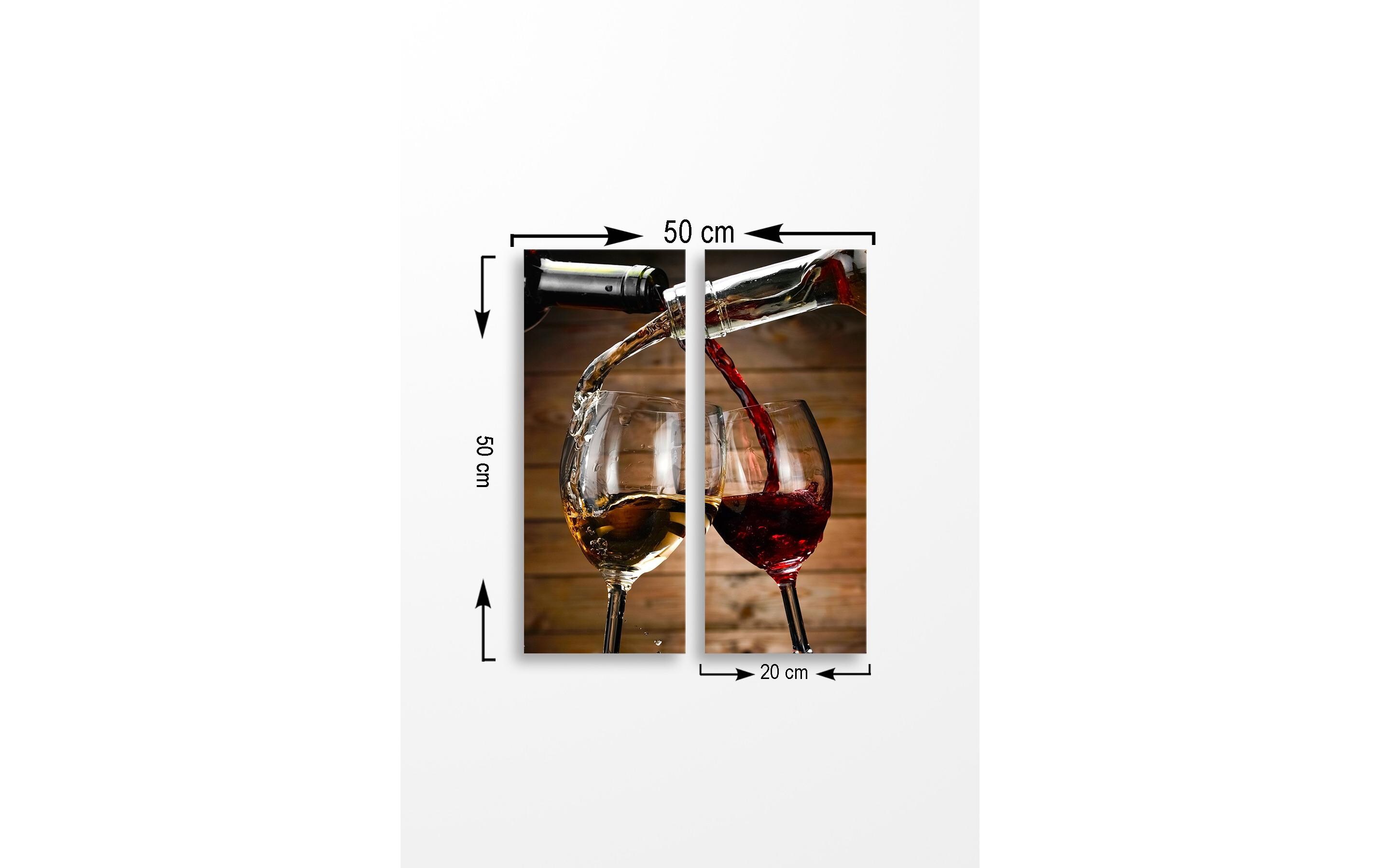 Wallxpert Bild Wein 2-teilig, 50 x 50 cm