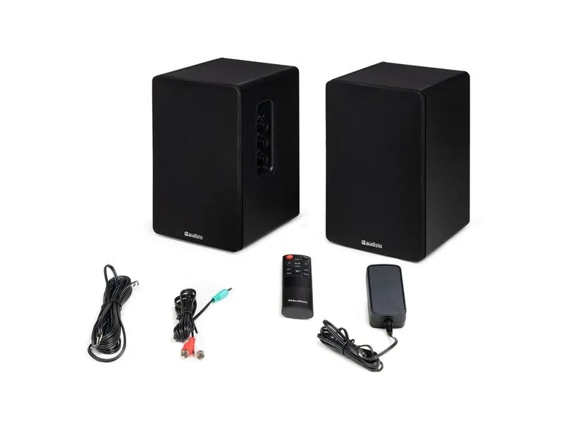 Audizio Regallautsprecher Paar KS01-BK 80W, BT, Schwarz Audizio Regallautsprecher Paar KS01-BK 80W, BT, Schwarz