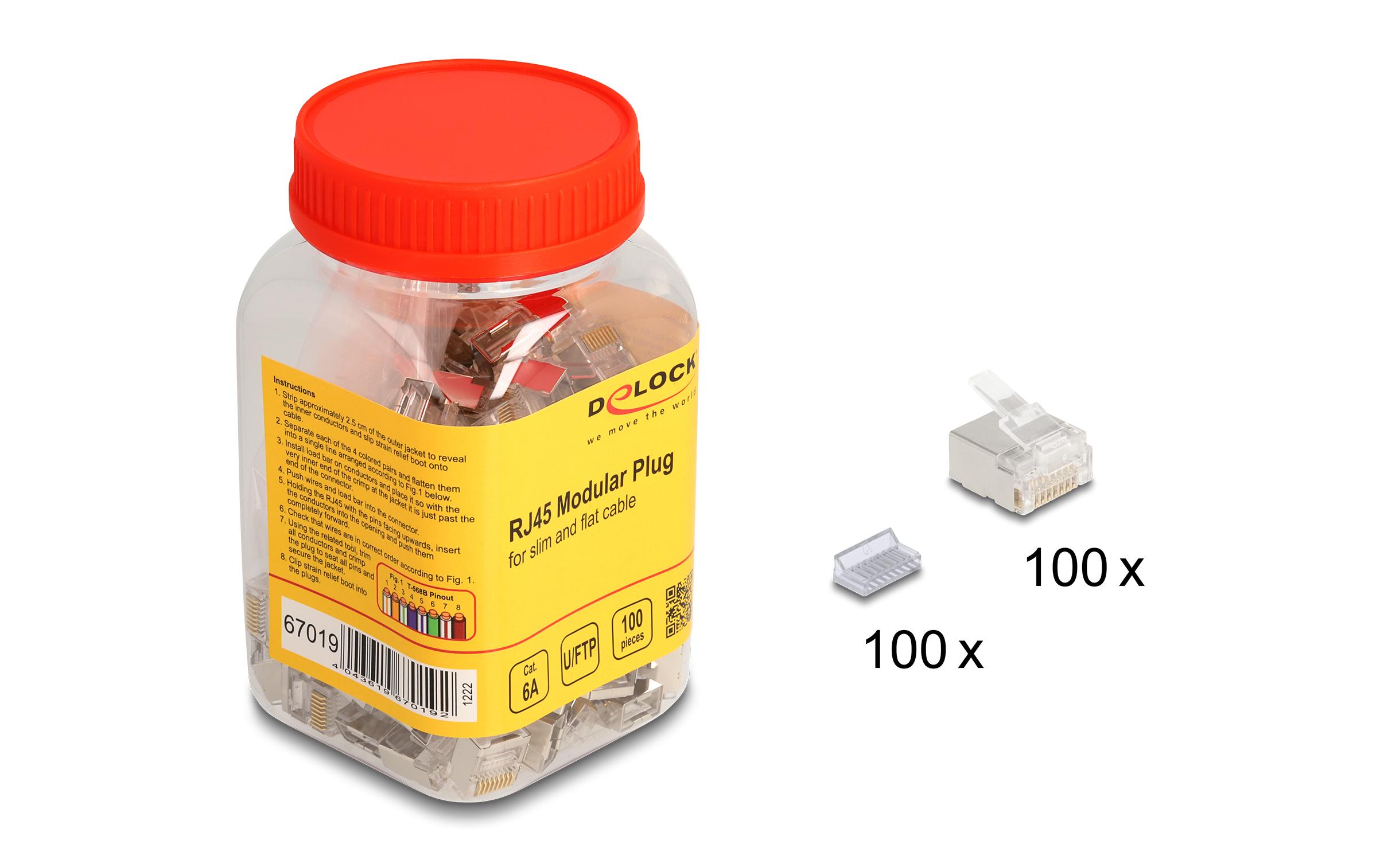 Delock Stecker RJ45, Cat.6A 100 Stück, Transparent Delock Stecker RJ45, Cat.6A 100 Stück, Transparent