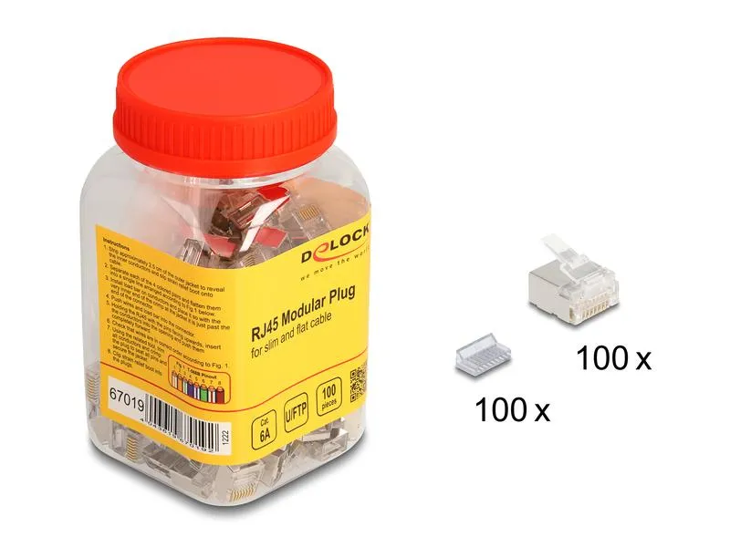Delock Stecker RJ45, Cat.6A 100 Stück, Transparent Delock Stecker RJ45, Cat.6A 100 Stück, Transparent