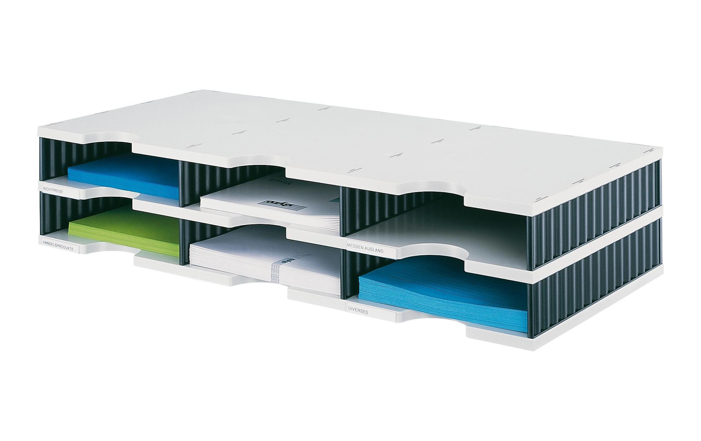 Styro Dokumentenablage styrodoc trio Standard, Schwarz, 6 Fächer