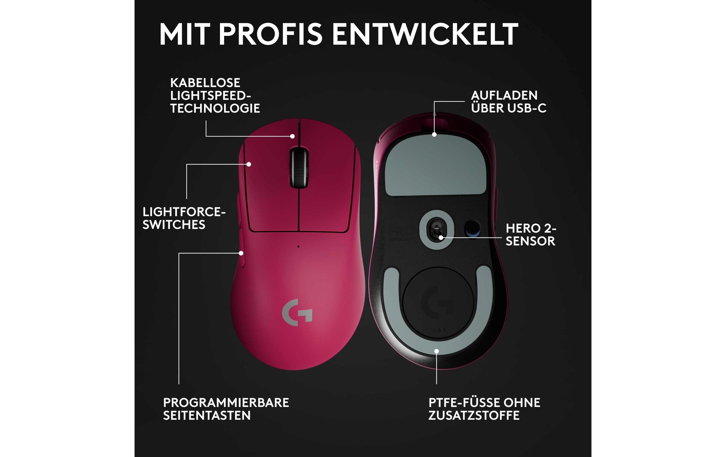 Logitech Gaming-Maus Pro X Superlight Dex Pink