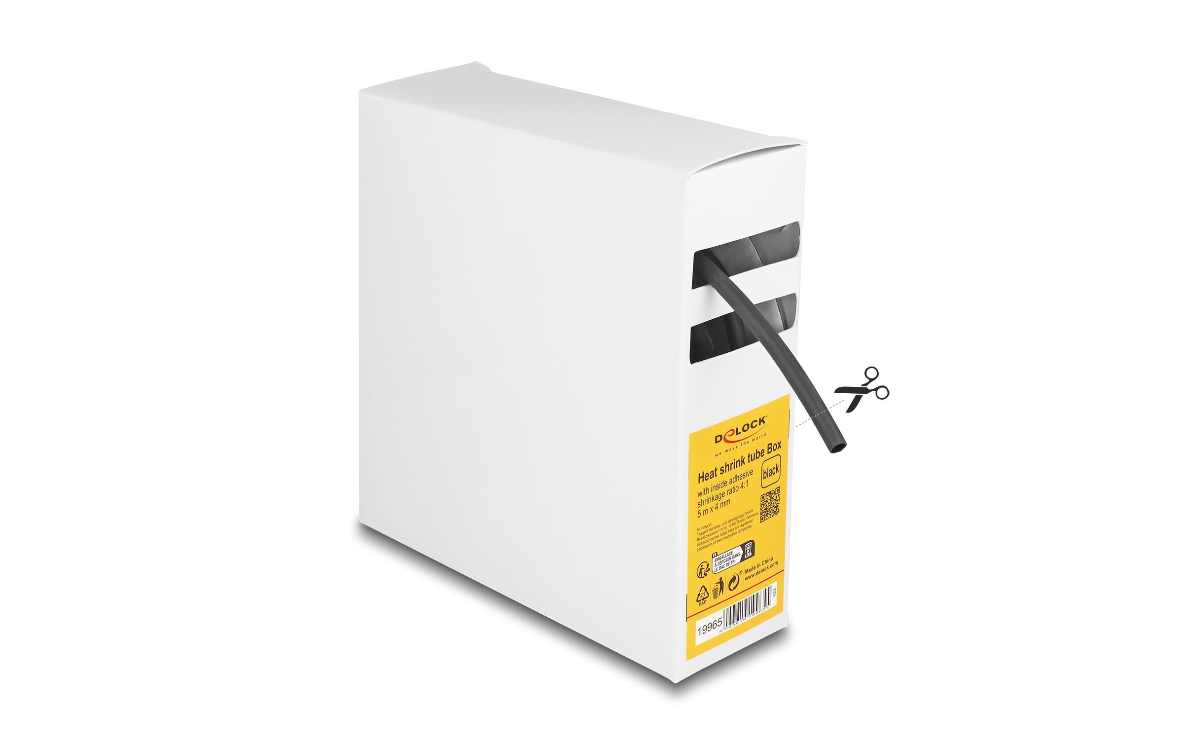 Delock Schrumpfschlauch Box mit Innenkleber 5 m x 4 mm Schwarz Delock Schrumpfschlauch Box mit Innenkleber 5 m x 4 mm Schwarz