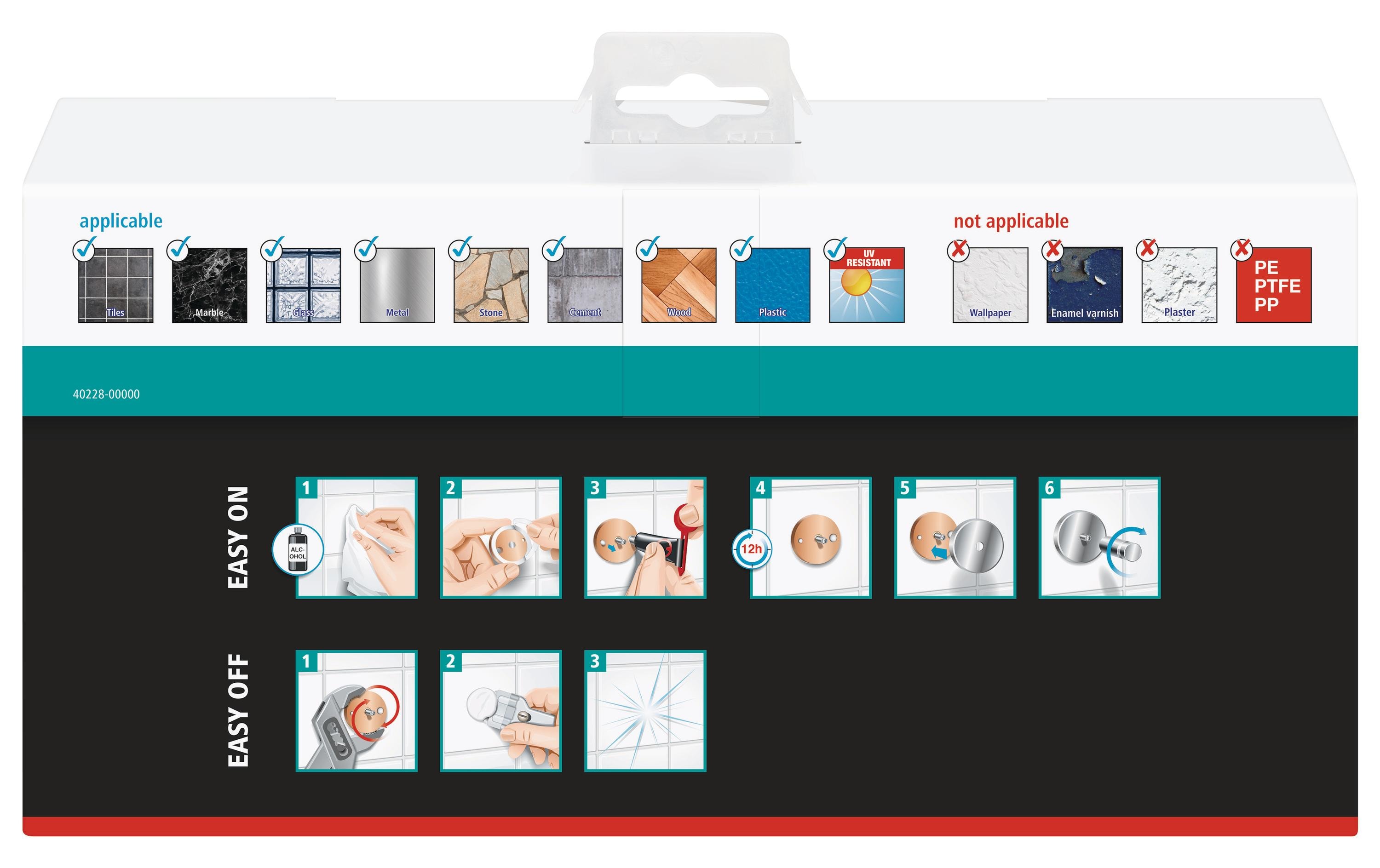 tesa Ablagekonsole Draad ohne Bohren, Silber