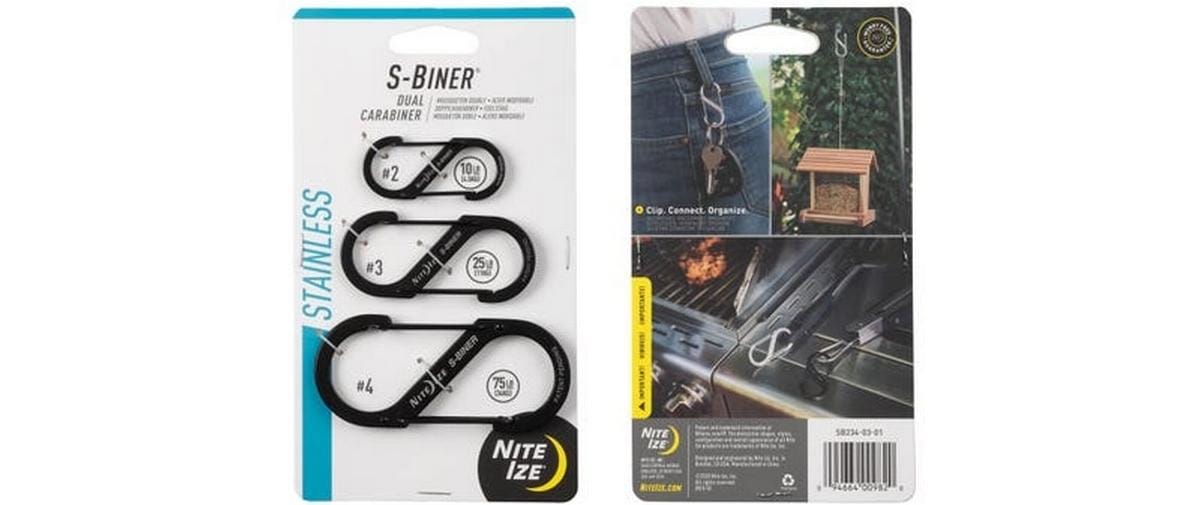 NITE IZE Karabiner S-Biner Dual Combo 3-teilig, Schwarz
