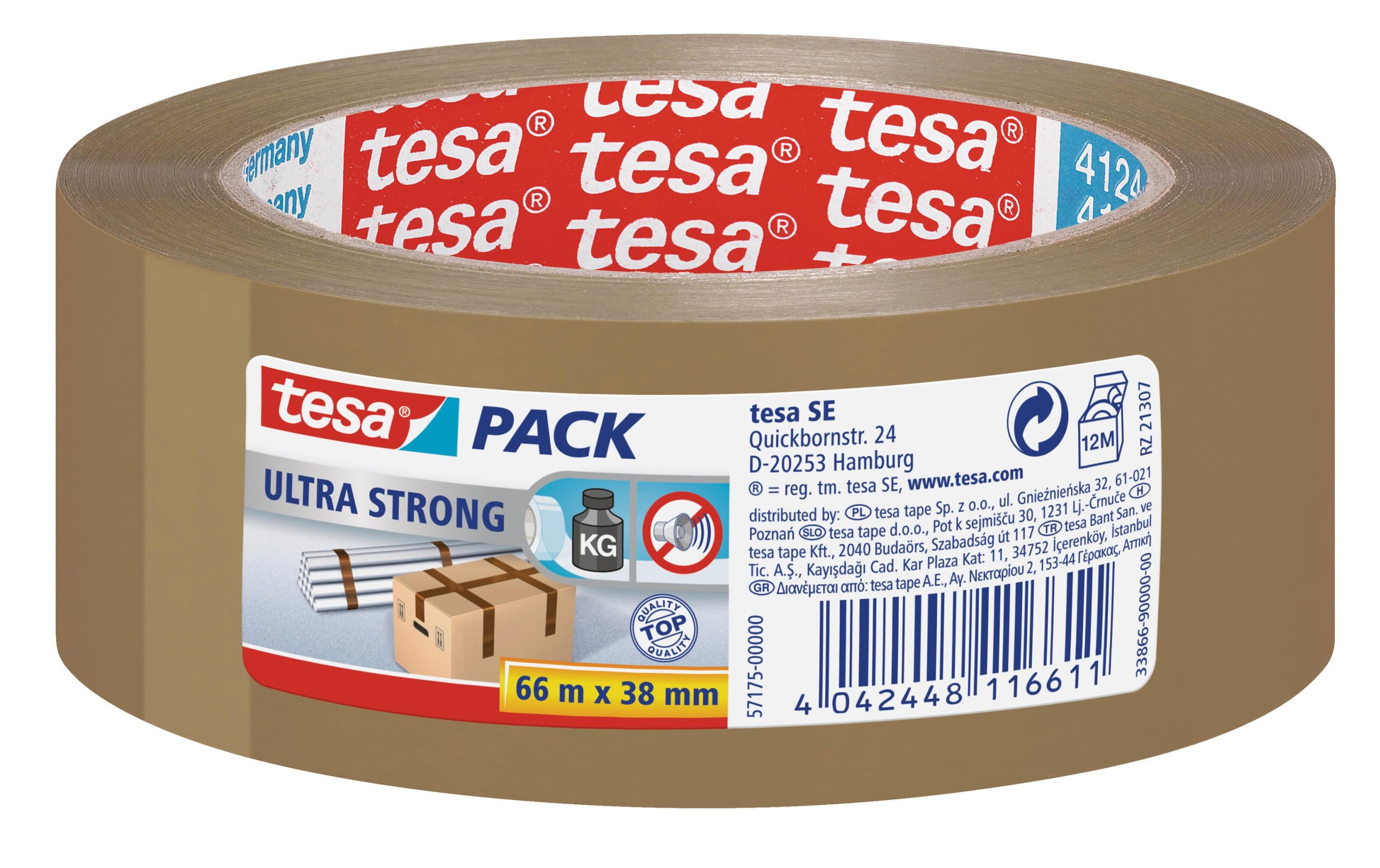 tesa Klebeband ultrastrong 38 mm x 66 m, 1 Rolle Braun