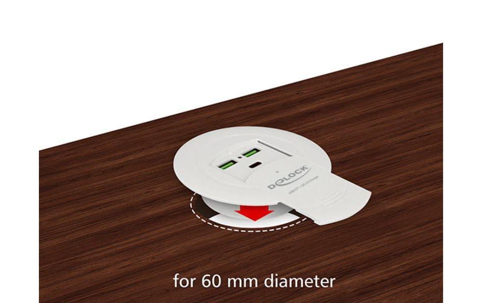 Delock Tisch-Hub 64065 2x USB 3.0 Typ-A Quick Charge