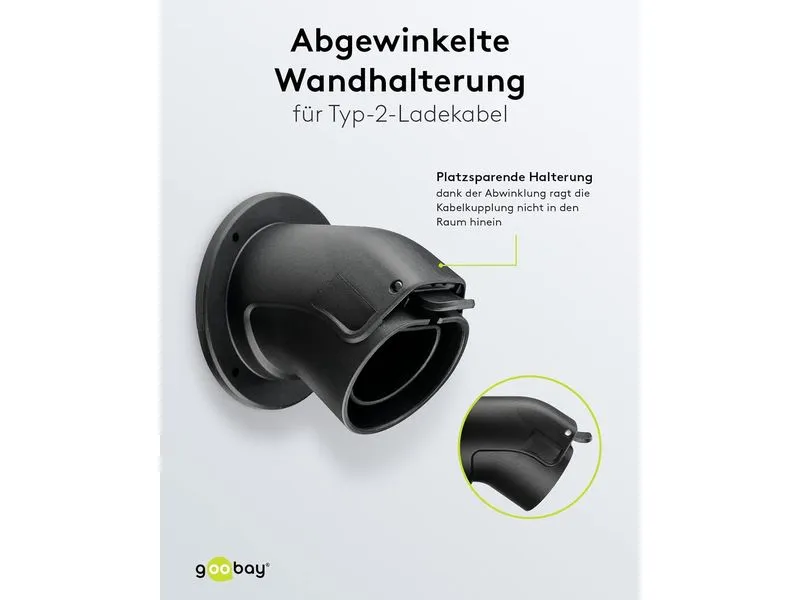 Goobay Wandhalterung abgewinkelt für Ladekabel Typ-2 Goobay Wandhalterung abgewinkelt für Ladekabel Typ-2
