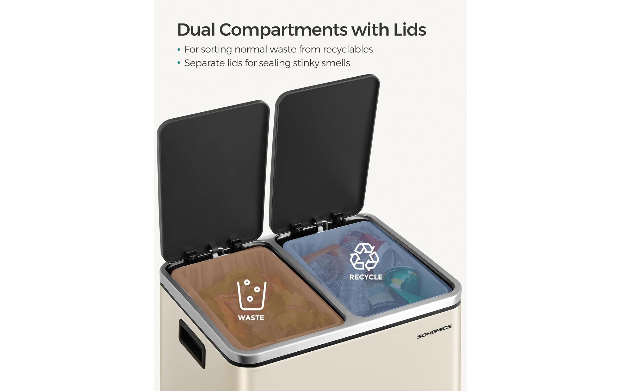 Songmics Abfalleimer 30 l, Schwarz